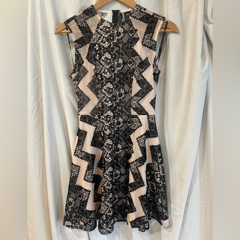 Fire Los Angeles Blush and Black Lace Overlay Dress